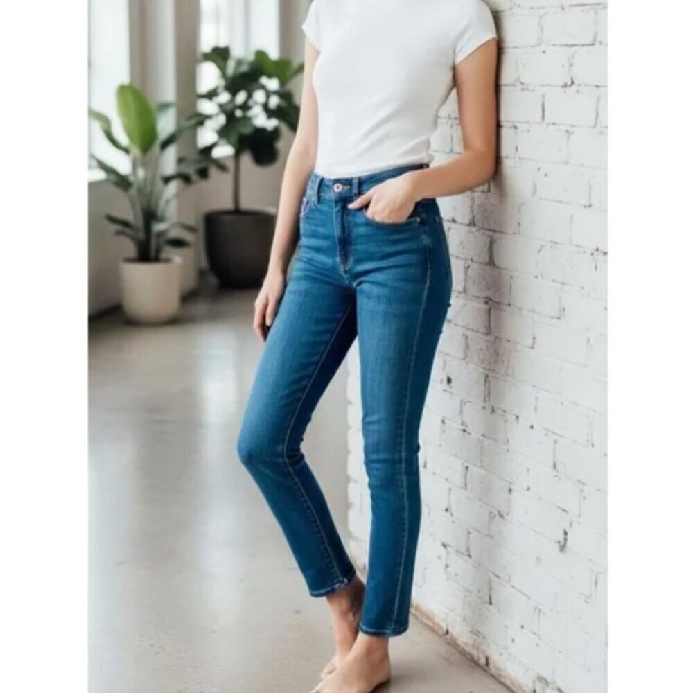Sezane Denim Jeans The Perfect Slim Skinny Fit Mid Rise Stretch Jean Blue  25